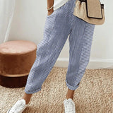 Rylie | Pinstripe Trousers with Rolled Cuffs