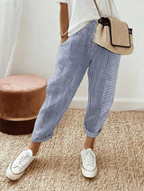 Rylie | Pinstripe Trousers with Rolled Cuffs