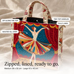 Branwen | Quilted Tote Bag with a Ballerina on Stage