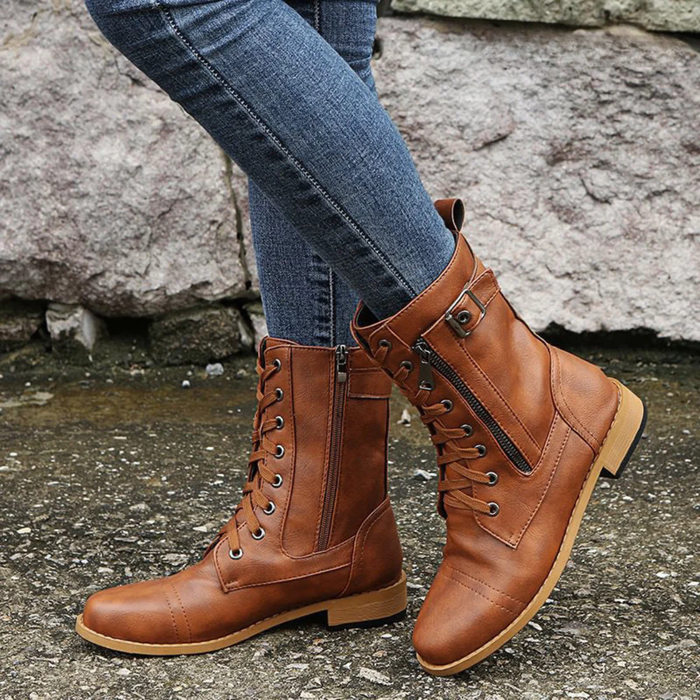 Marguerite | Orthopaedic Mid-Calf Boots with Laces and a Buckle