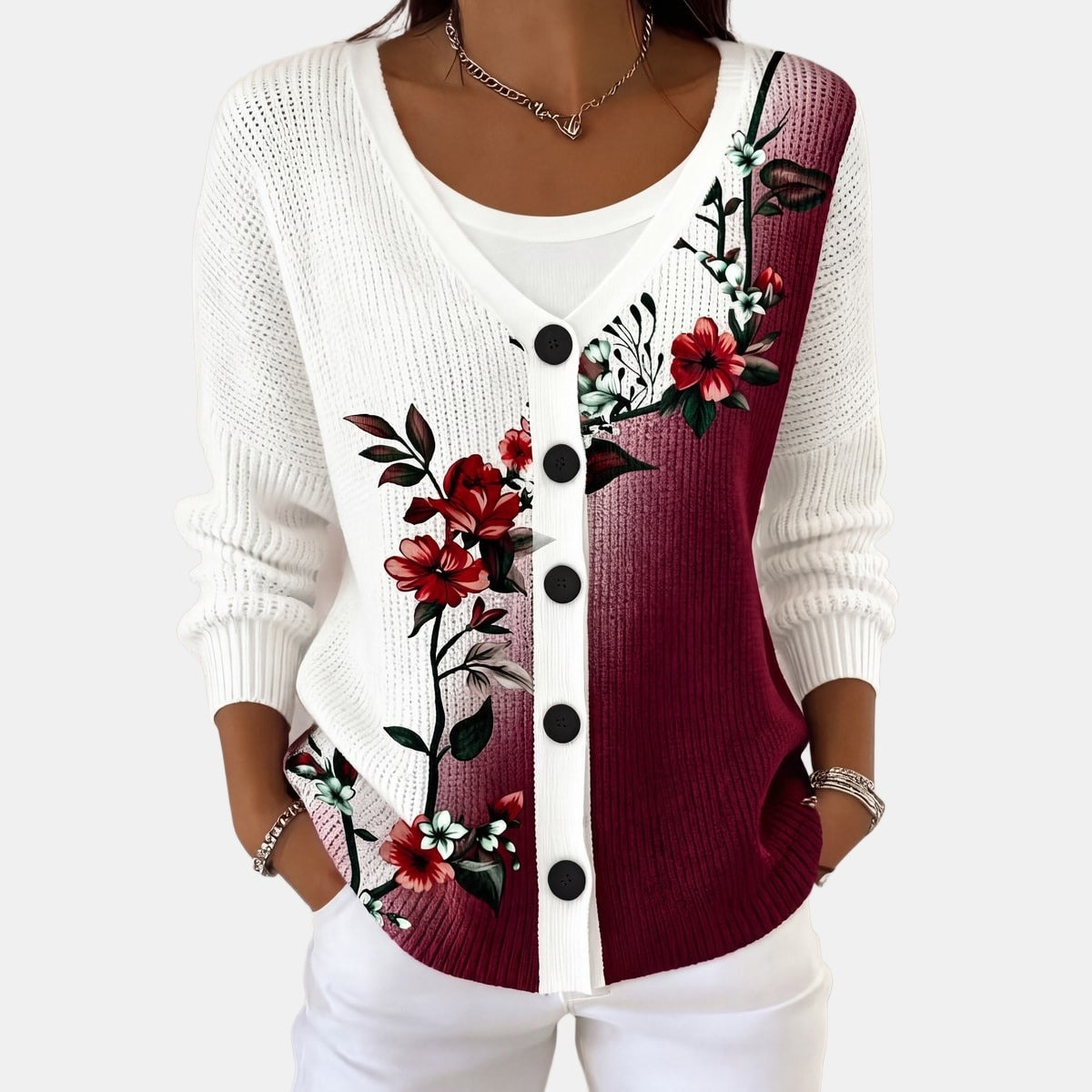 Burgundy Rose Cardigan