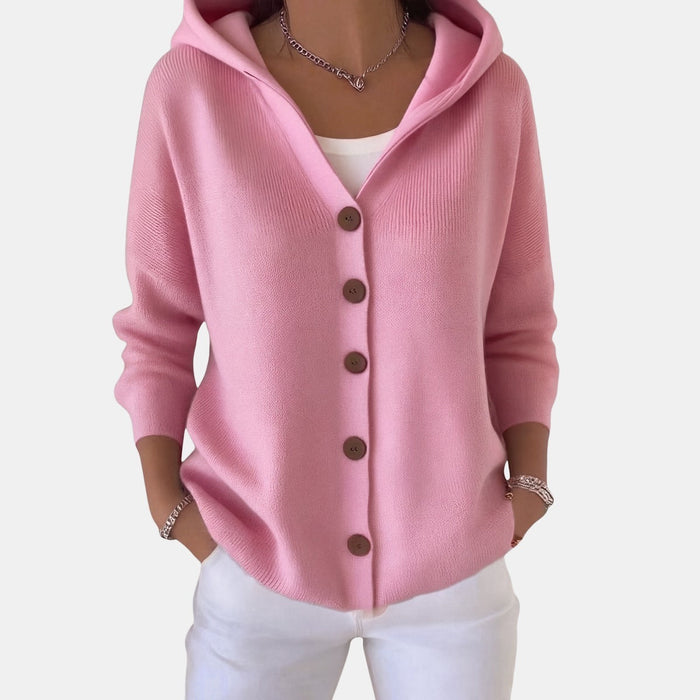 Buttoned Hooded Cardigan