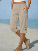 Eileen | Capri Pants with Button Detail at the Hem