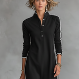 Maya | Contrast-Trim Maxi Shirt Dress