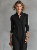 Maya | Contrast-Trim Maxi Shirt Dress
