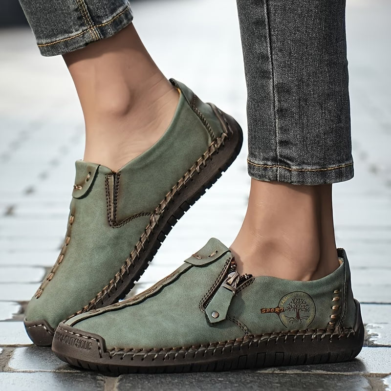 June Handmade Comfort Slip-On Shoes Khaki, photo studio