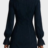 Jasmine | Blue Suede Short Dress with Lace
