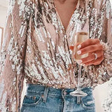 Paulina | Sequin V-Neck Blouse