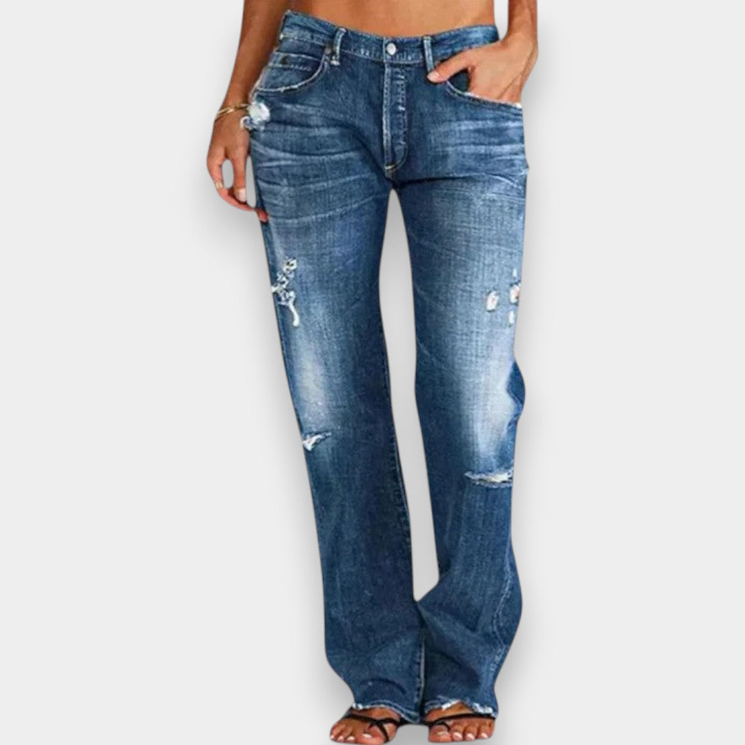 Elegant Straight-Leg Jeans Navy, studio photo