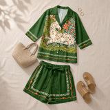 Calypso | Spotted Horse Print Shirt and Shorts Set