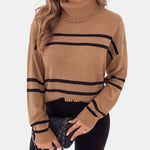 Camel Striped Turtleneck Jumper