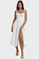 Janey | Summer Midi Dress with a Corset Bodice