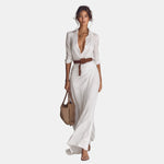 Caroline | Belted Shirt-Style Maxi Dress