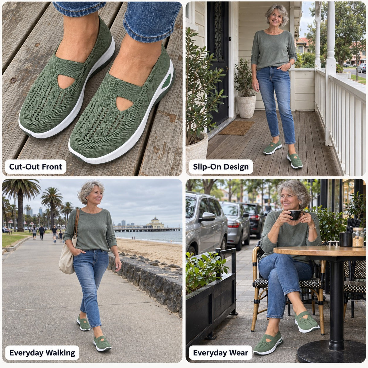 Carry | Knit Slip-On Shoes with a Cut-Out Front