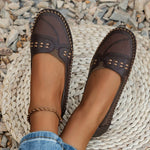 Dawn | Perforated Slip-On Flats with a Stitched Trim