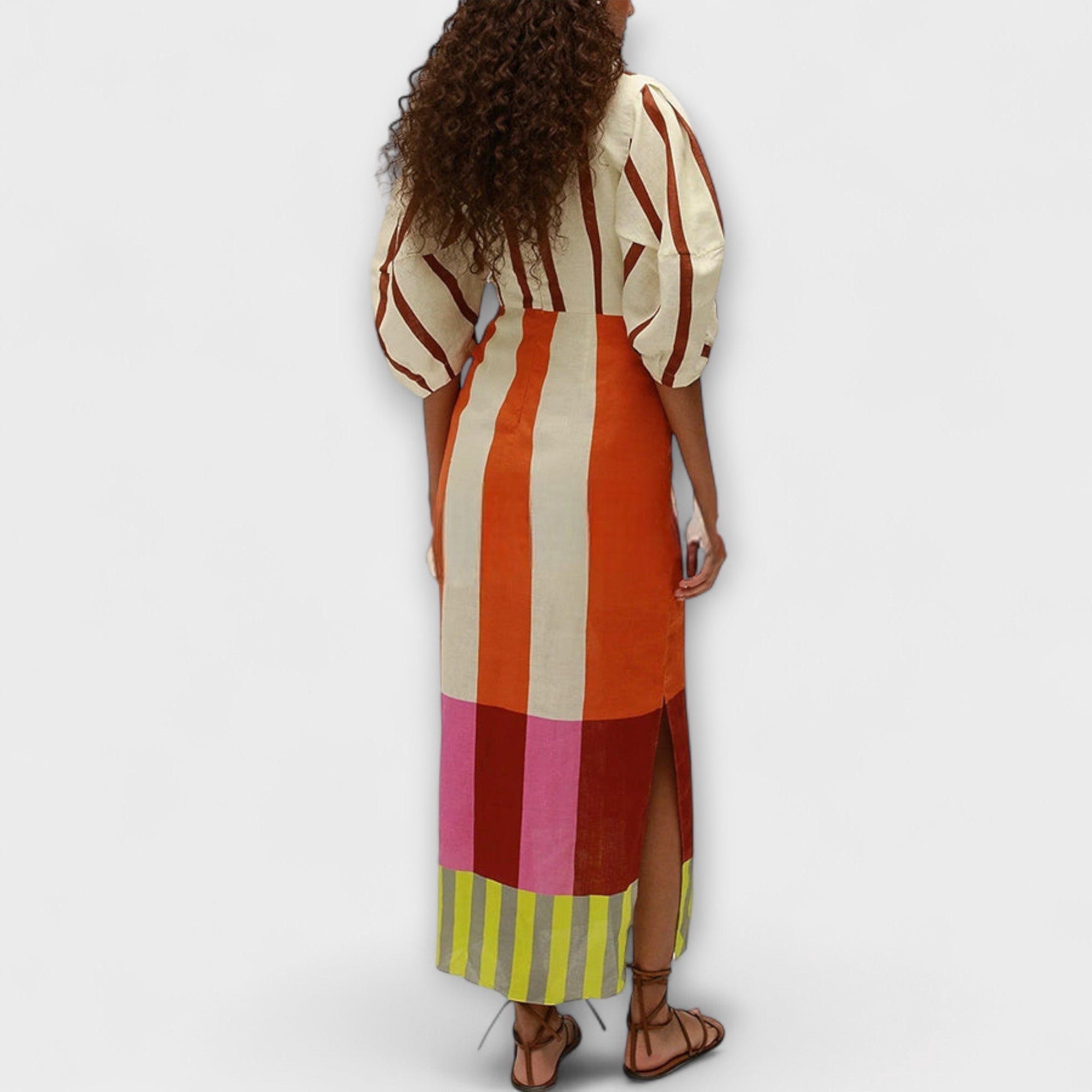 Kayla | Low-Neck Maxi Dress with Balloon Sleeves