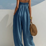 Wide-Leg Denim Jumpsuit