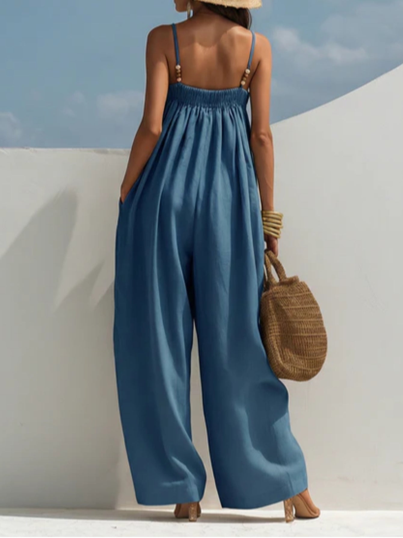 Wide-Leg Denim Jumpsuit
