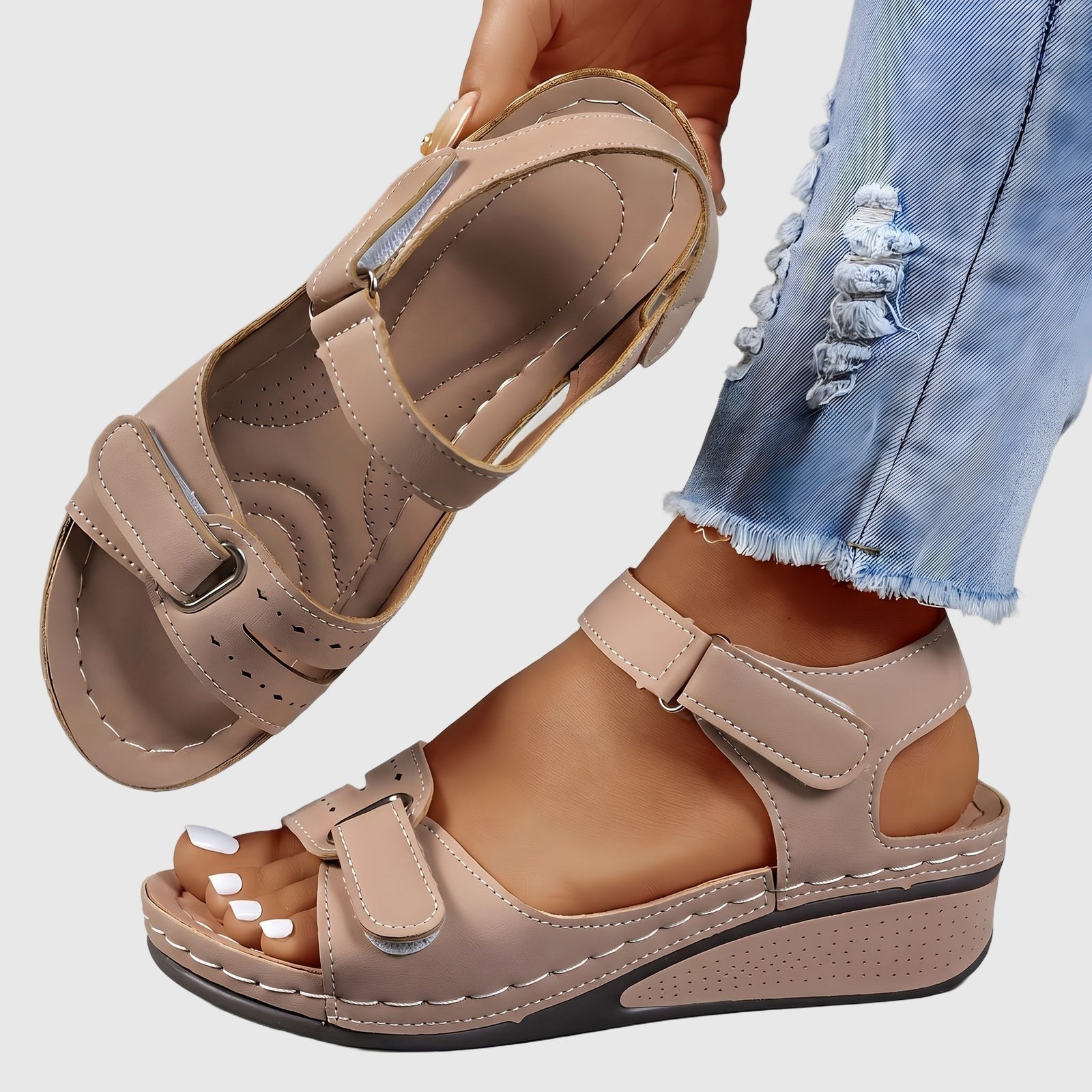 Celia | Women's Trendy Orthopaedic Sandals Khaki, photo studio