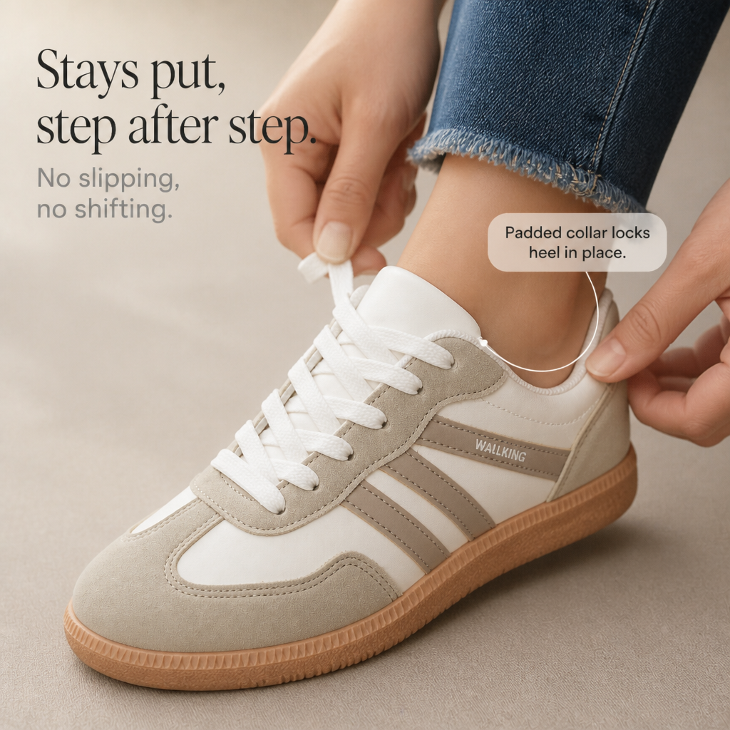 Solange | Retro Orthopaedic Trainers with Laces Beige, photo studio