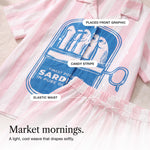 Cesarine | Striped Shirt and Shorts Set with a Sardine Tin Print
