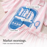 Cesarine | Striped Shirt and Shorts Set with a Sardine Tin Print