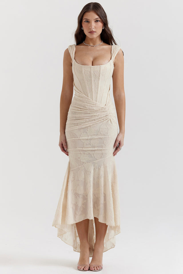 Alexandra | Luxury Dress Beige, photo studio