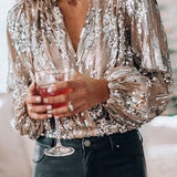 Paulina | Sequin V-Neck Blouse
