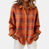 Checked Shirt-Collar Cardigan
