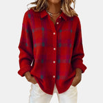 Checked Shirt-Collar Cardigan