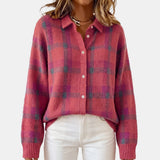 Checked Shirt-Collar Cardigan
