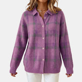 Checked Shirt-Collar Cardigan
