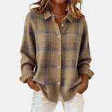Checked Shirt-Collar Cardigan