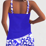 Jacqueline | Loose Scoop-Neck Tankini with Floral Swim Shorts