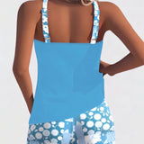 Jacqueline | Loose Scoop-Neck Tankini with Floral Swim Shorts
