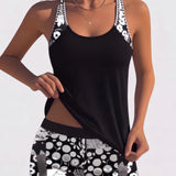 Jacqueline | Loose Scoop-Neck Tankini with Floral Swim Shorts