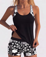 Jacqueline | Loose Scoop-Neck Tankini with Floral Swim Shorts