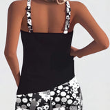 Jacqueline | Loose Scoop-Neck Tankini with Floral Swim Shorts