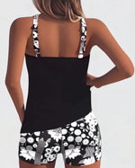 Jacqueline | Loose Scoop-Neck Tankini with Floral Swim Shorts