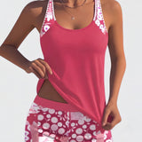 Jacqueline | Loose Scoop-Neck Tankini with Floral Swim Shorts
