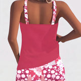 Jacqueline | Loose Scoop-Neck Tankini with Floral Swim Shorts