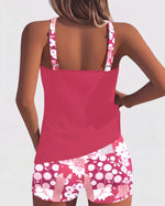 Jacqueline | Loose Scoop-Neck Tankini with Floral Swim Shorts