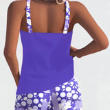 Jacqueline | Loose Scoop-Neck Tankini with Floral Swim Shorts