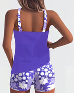 Jacqueline | Loose Scoop-Neck Tankini with Floral Swim Shorts