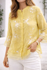 Allison | Floral Embroidered Blouse with Three-Quarter Sleeves
