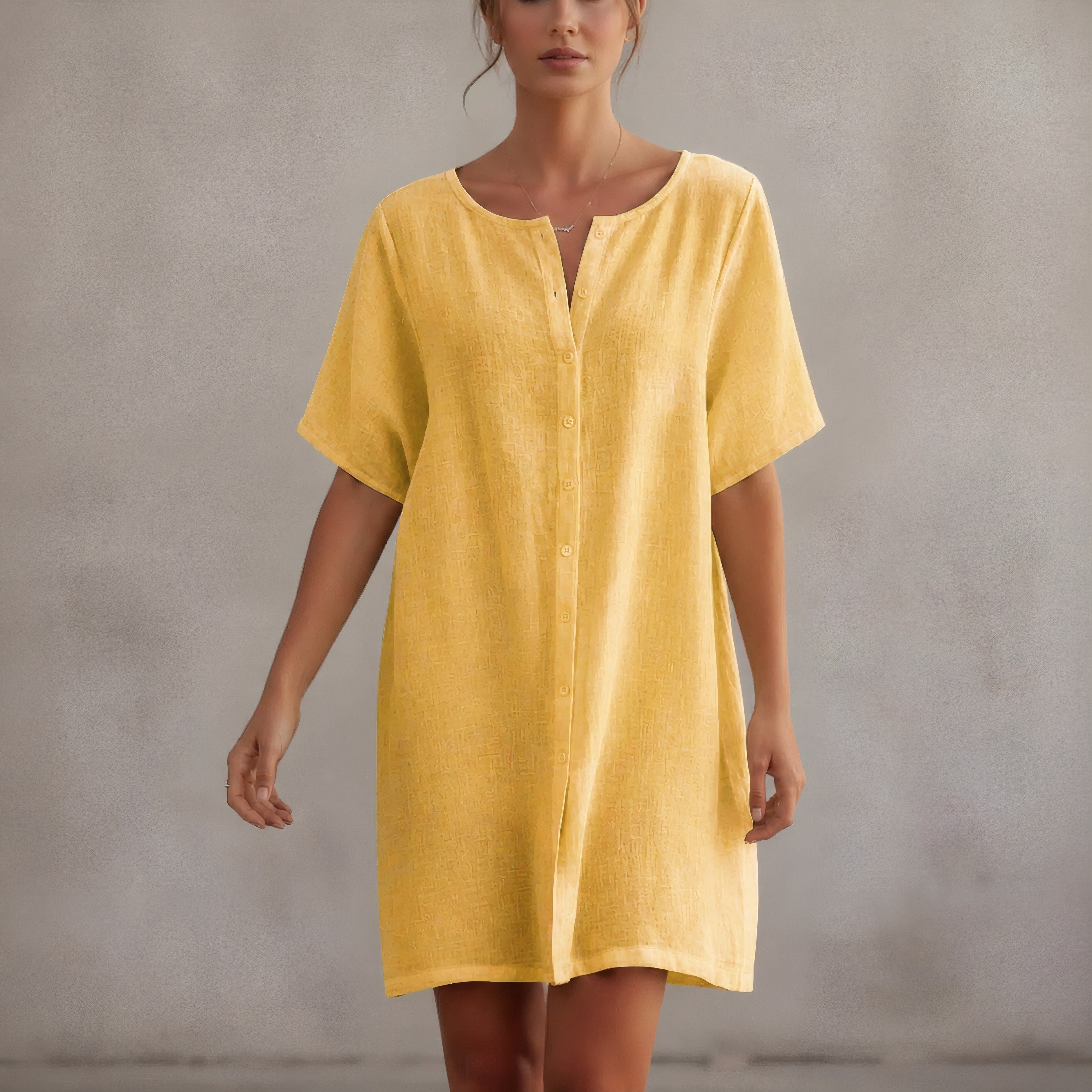 Dorothea | Casual Comfy Dress Yellow, photo studio