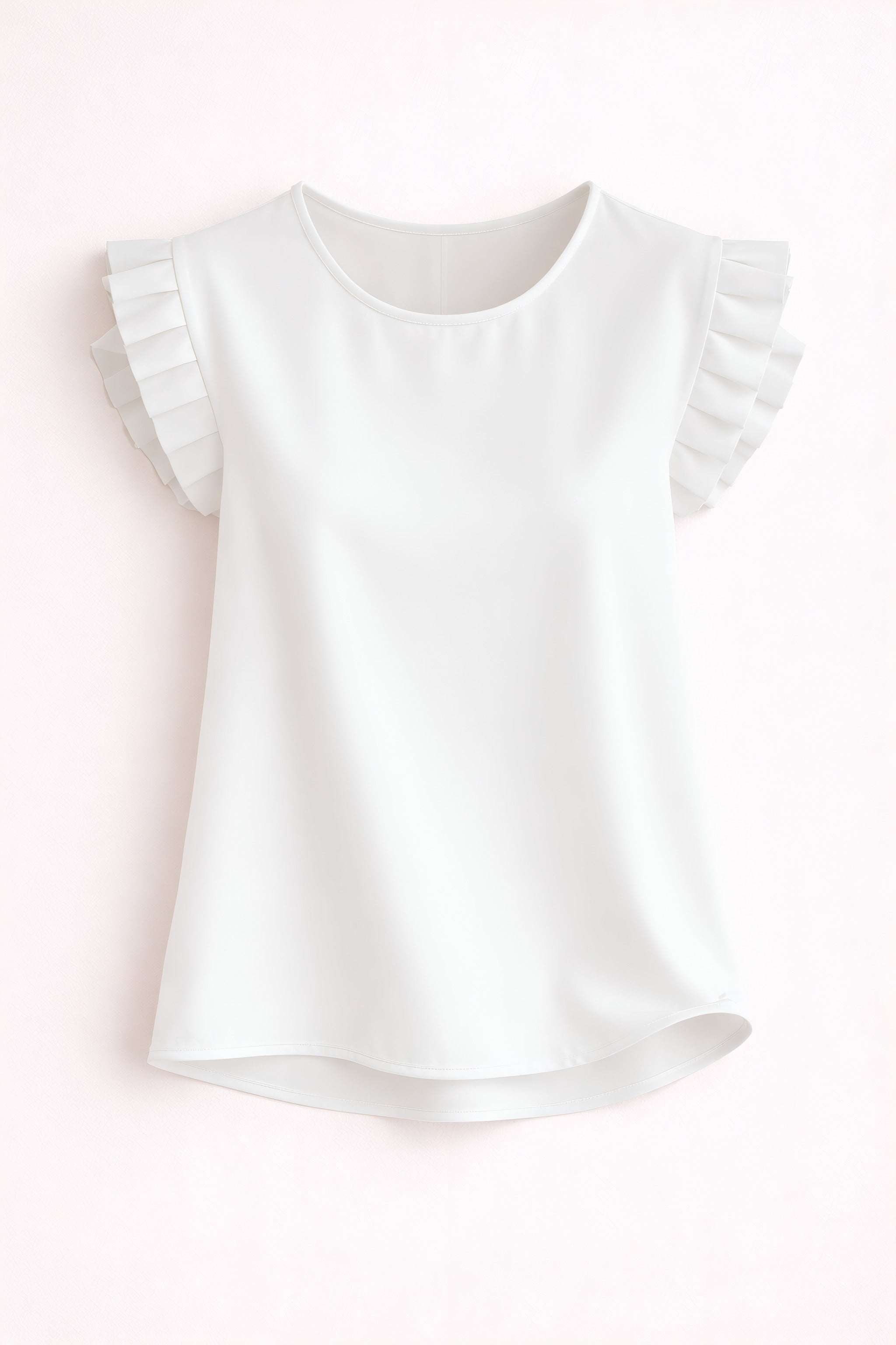 Alessandra | Short-Sleeve Tiered Ruffle Blouse White, photo studio