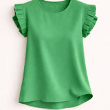 Alessandra | Short-Sleeve Tiered Ruffle Blouse