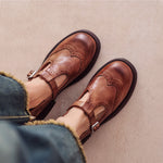 Fionnuala | Brogue T-Bar Mary Janes with a Buckle Strap
