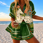 Calypso | Spotted Horse Print Shirt and Shorts Set